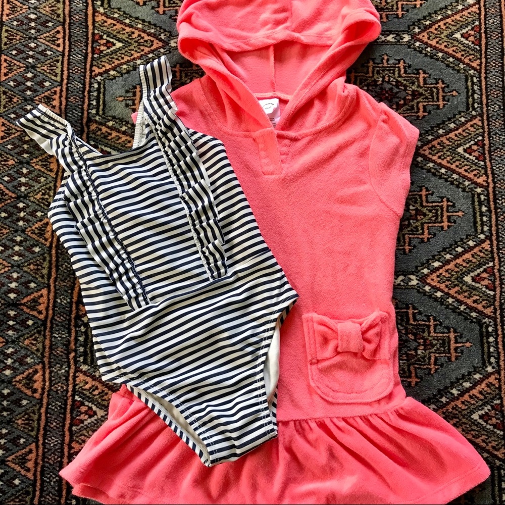 GAP Bathing Suit Cover Up Stripes Ruffle Summer